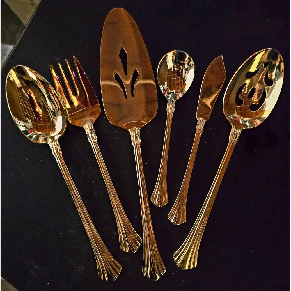 66‎ PC Supreme Cutlery by Towle Gold Aristocat Electroplated Flatware Set Korea